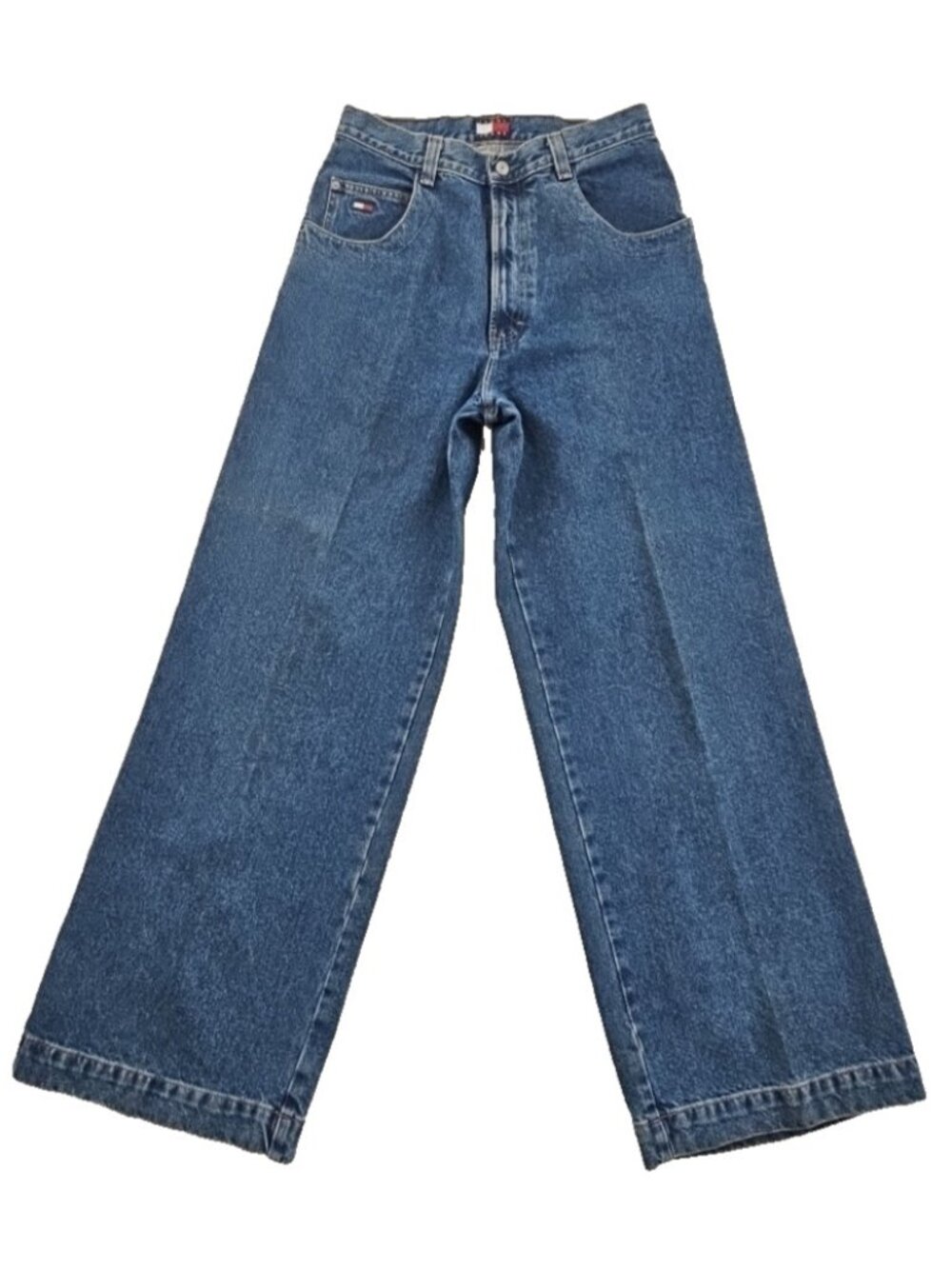 VTG Tommy Hilfiger Jeans Men's 29x34 Med Wash High-Rise Wide Leg Cone Denim EUC